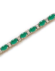 14kt Yellow Gold Oval Emerald and Diamond Bracelet
