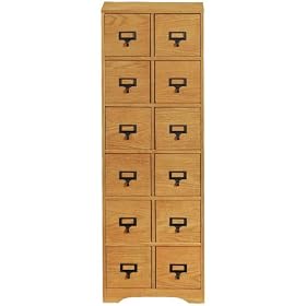 Craftsman Double Media Tower, 12-DRAWER, LIGHT OAK