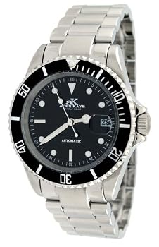 Adee Kaye #AK6004-M1 Men's Silver Tone Magnetic Pro Diver Series Automatic Watch