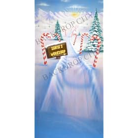 8'x16' Urban Santa's Workshop Christmas Background Backdrop