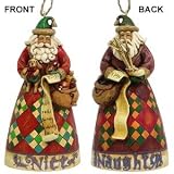 Jim Shore Heartwood Creek Naughty/Nice 2pc Santa Christmas Ornaments #4005789