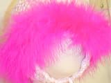 Bh6bpf, Hand Crocheted Baby Pink Chenille Hat with Fusha Maribou with Earflap