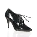 4 Inch Sexy High Heel Black Shoe Single Sole Shoe Oxford Style Lace-Up Pump Shoes Black Patent