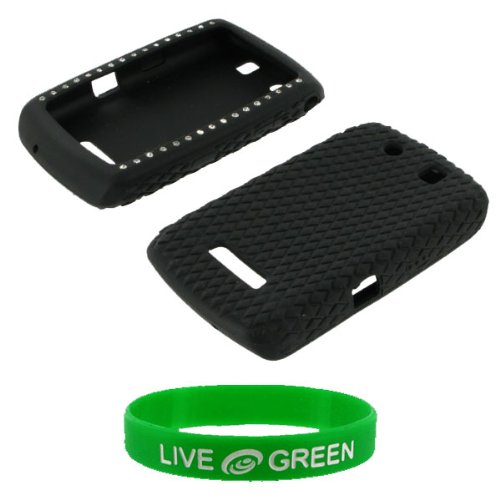 Black with Rhinestones Silicone Skin Case for RIM BlackBerry Storm 9530 9500 Phone, Verizon Wireless