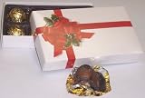 Scott's Cakes 1/2 Pound Dark Chocolate Covered Caramels in a Ribbon-n-Holly Box