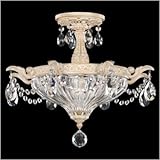 IMAGE OF Schonbek 5648-84SH Milano 2 Light Semi Flush Mount in Royal Pewter with Swarovski Strass Silver Shade crystal
