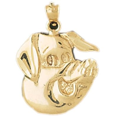 Cheap Girls Jewelry Dazzlers Solid 14k Gold Pig Head Charm Pendant Available in three colors from jewelsberry (weights: 2.9 grams only) For Sale