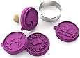 Silicandy Cookie Stamp Molds - 4/6 Set - Great for Activities with Kids - Themes are Get Well Soon / Royal Princess / Social Media Tween / Spread the Love - Silicone Kit for Homemade Cookies [Purple]