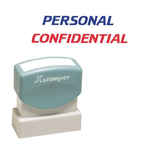 Xstamper(R) Pre-Inked, Re-Inkable Two-Color Title Stamp, Personal/Confidential
