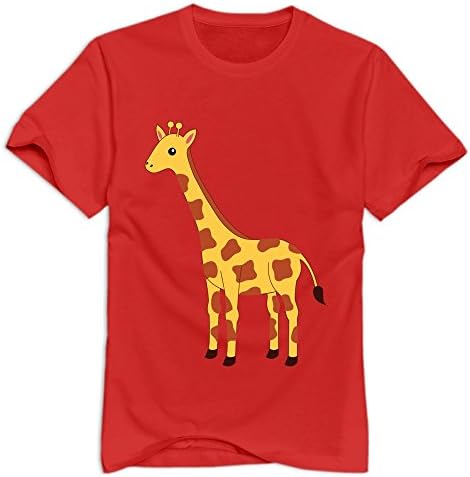 Leapens Male's Slim Fit Short Sleeve Baby Cartoon Giraffe T-Shirt Red US Size XXL