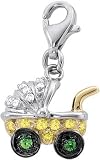 Baby Carriage Charm, 14K White Gold with Diamonds