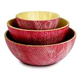 Mountain Woods 3 Piece Art Deco Mixing Bowl Set, Red by 