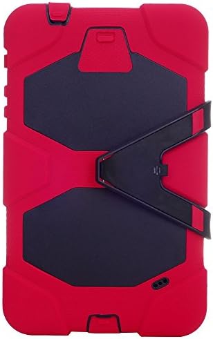 Huaxia Datacom Heavy Duty Armor Rugged Hybrid Kickstand Protective Cover Case w/ Built-in Screen Protector for Samsung Galaxy Tab 4 8.0" / 8-inch (SM-T330/T331/T335)- Red/Black