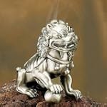 New Chinese Lion Collectible Pewter Cone Incense Burner Aromatherapy