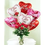 The Perfect Dozen of 6 Roses & 6 Balloons
