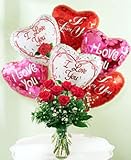 The Perfect Dozen of 6 Roses & 6 Balloons