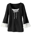 Lace-inset V-neck tee