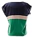 VOBAGA® Women's Loose Casual Stripe Color Collision T-Shirt Tops Blouse Green M