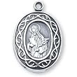 Sterling Silver Crown of Thorns St Catherine of Siena Medal and 18-inch Chain