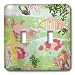Florene Décor II - Pink and Green Fish Coral and Undersea Plants - Light Switch Covers - double toggle switch