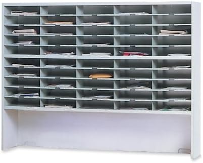 Mayline Mailflow-T-Go Mailroom System-Sorter With Riser,2 Tier, 60"x13-1/4"x46-1/4",Pebble Gray