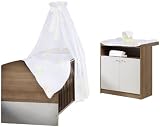 Schardt 08 968 51 84 - Kinderzimmer Classic-Line, 2-teilig, bestehend aus Kombi-Kinderbett 70 x 140 cm, Umbauseitensatz und Wickelkommode, nuss (ohne Textilien)