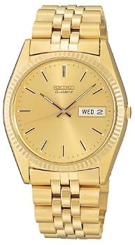 Seiko #SGF206 Men's Gold Tone Classic Style Analog Quartz Watch