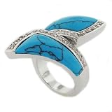 Scarf Ring/Large Cocktail Ring with Turquoise & White CZs