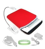 Red - Black Amazon Kindle DX Reversible Carrying Sleeve + White Rapid Kindle DX Car Charger + White Kindle DX Wall Charger + White Ebook Reader LED Light + Vangoddy tm, Live*Laugh*Love wrist band!!! (Kindle DX Not Included)
