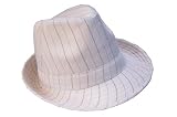 White Pinstripe Fedora Hat