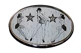 B44 Wooden Showgirls and Stars rhinestone Belt Buckle wood