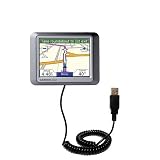 Coiled Power Hot Sync and Charge USB Data Cable w/ Tip Exchange for the Garmin Nuvi 260 - Gomadic Brand
