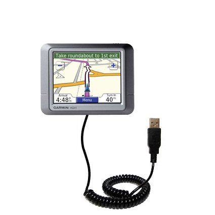 Coiled Power Hot Sync and Charge USB Data Cable w/ Tip Exchange for the Garmin Nuvi 260 - Gomadic Brand