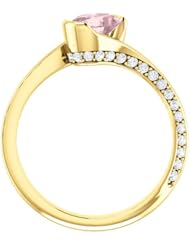 10K Yellow Gold 7.00x5.00mm Oval Cut Morganite and Diamond Ring -- LIFETIME WARRANTY