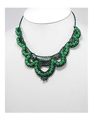 Forest Green Cotton Waxed Thread Dyed Natural Stone Necklace
