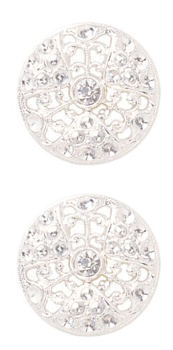 JHB International Inc Rhinestone Web Metal Button - 7 8-Inch 2-Per Card