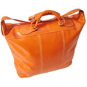 Floto Piana Tote in Orange Leather – Italian Leather Luggage Weekend Bag