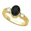 14K Yellow Gold Onyx and Diamond Ring