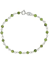 Sterling Silver, 3/16" (4 mm) wrapped Natural Peridot Bead Necklace, size 18"