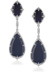 Judith Ripka "Sophia" Oval Top Pear Blue Drop Earrings
