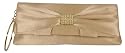 Satin Clutch , Rhinestone Decore, Metal Rounded Handle - Evening Bag - Rossana (71 53439)