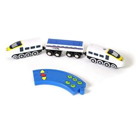 Electric train with remote control for wooden railways (Brio Compatible)