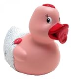 Baby Girl Newborn in Nappy Bath Rubber Duck
