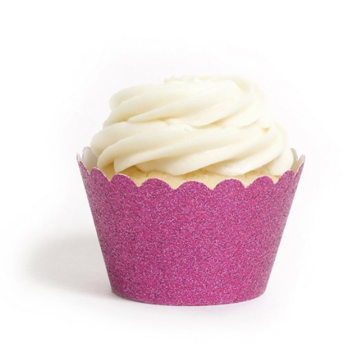 Dress My Cupcake Standard Fuchsia Reusable Glitter Cupcake Wrappers, Set of 12