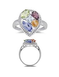 Multi Gemstone Ring in 14K White Gold