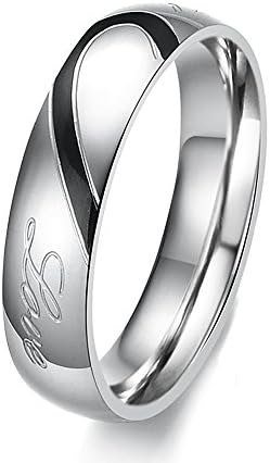 Dora Collection 316L Stainless Steel High Polished Fashion Men's "Real Love" Heart Couples Band Engagement Wedding Promise Ring.(1Pc)