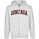 NCAA Gonzaga Bulldogs White Arch Applique Midweight Full Zip Hoody