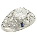 Diamond & Synthetic Sapphire Engagement Ring (CZ ctr)