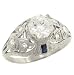 Diamond & Synthetic Sapphire Engagement Ring (CZ ctr)