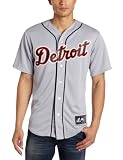 MLB Detroit Tigers Justin Verlander Road Gray Short Sleeve 6 Button Synthetic Replica Baseball Jersey Spring 2012 Men's
